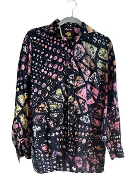 ÀRÀMÀNDÀ Luxury Abstract Cotton Flannel Button Down Shirt Rare Medium Large